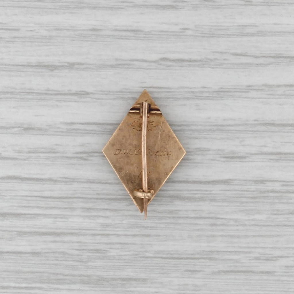 Antique Delta Kappa Epsilon Badge 14k Gold DKE Deke Fraternity Pin 1885 Yale