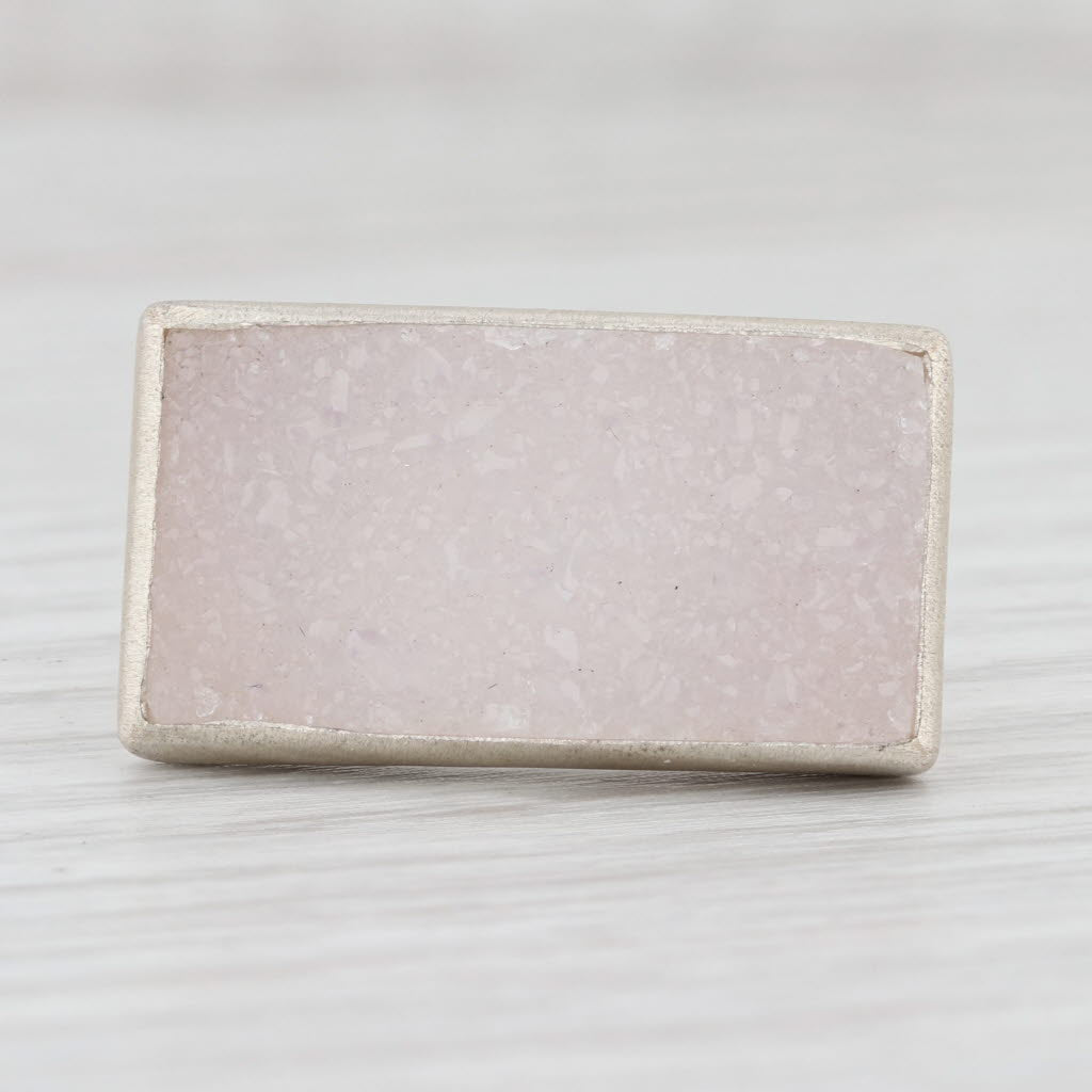 New Nina Nguyen White Druzy Quartz Ring Sterling Silver Size 7 Statement