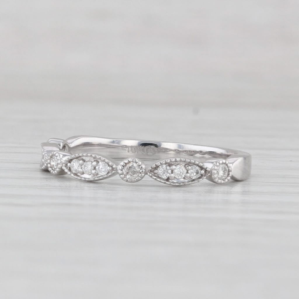 Light Gray 0.13ctw Diamond Stackable Ring 10k White Gold Wedding Band Size 7
