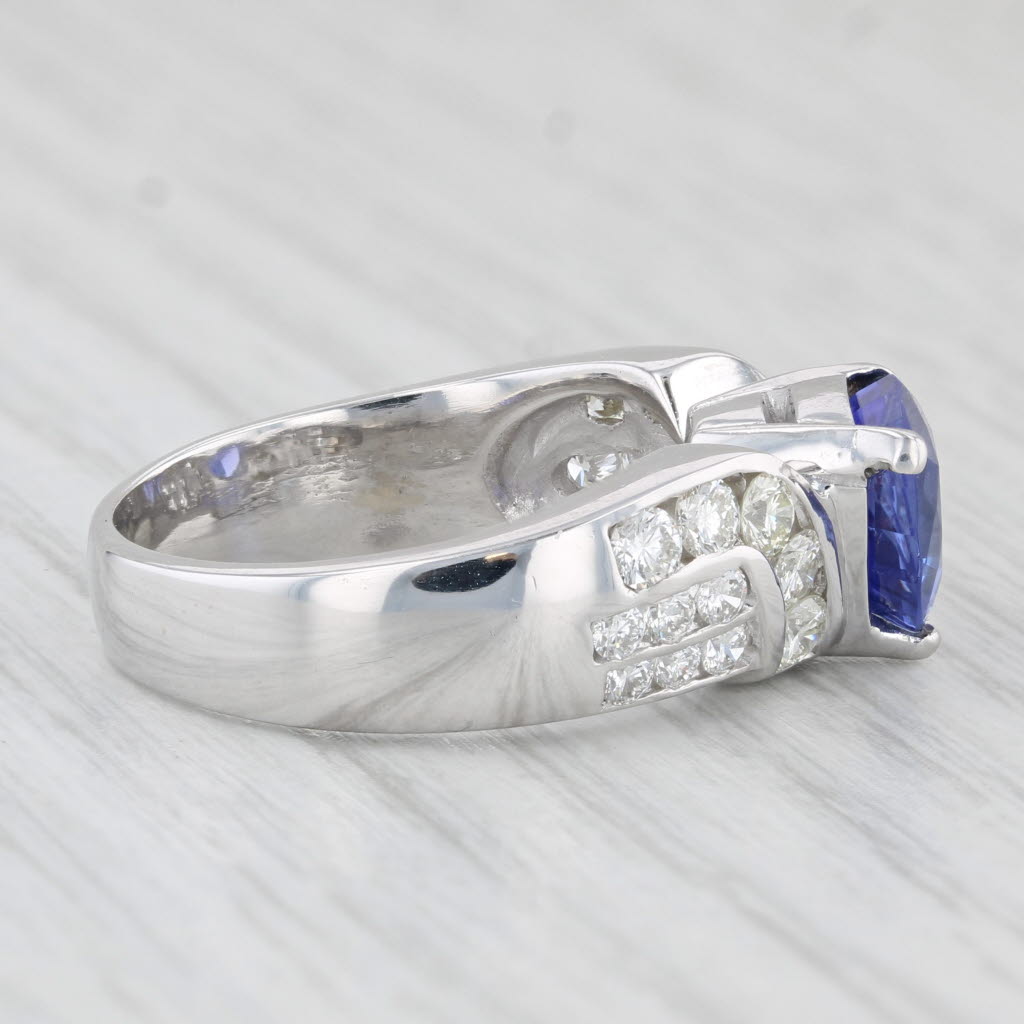 Light Gray 3.30ctw Trillion Tanzanite Diamond Ring 14k White Gold Size 7.75