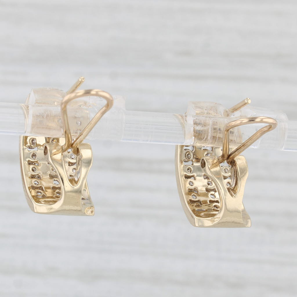Light Gray 0.76ctw Diamond Journey J-Hook Earrings 10k Yellow Gold Omega Backs