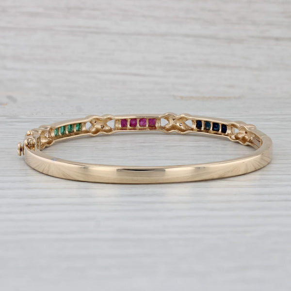 Gray 1.12ctw Gemstone Bangle Bracelet 14k Gold Emerald Ruby Sapphire Diamond 6.25"