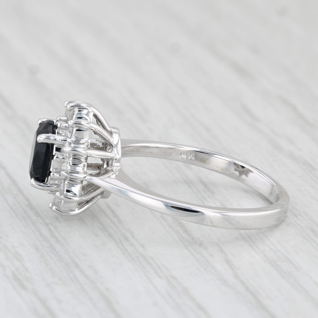 Light Gray Oval Onyx Diamond Halo Ring 14k White Gold Size 6.25 Engagement