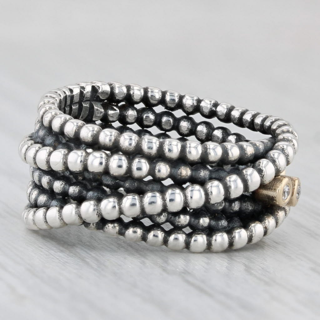 Light Gray Pandora Diamond Entangled Beauty Ring 190242D Sterling Silver 14k Gold Size 5