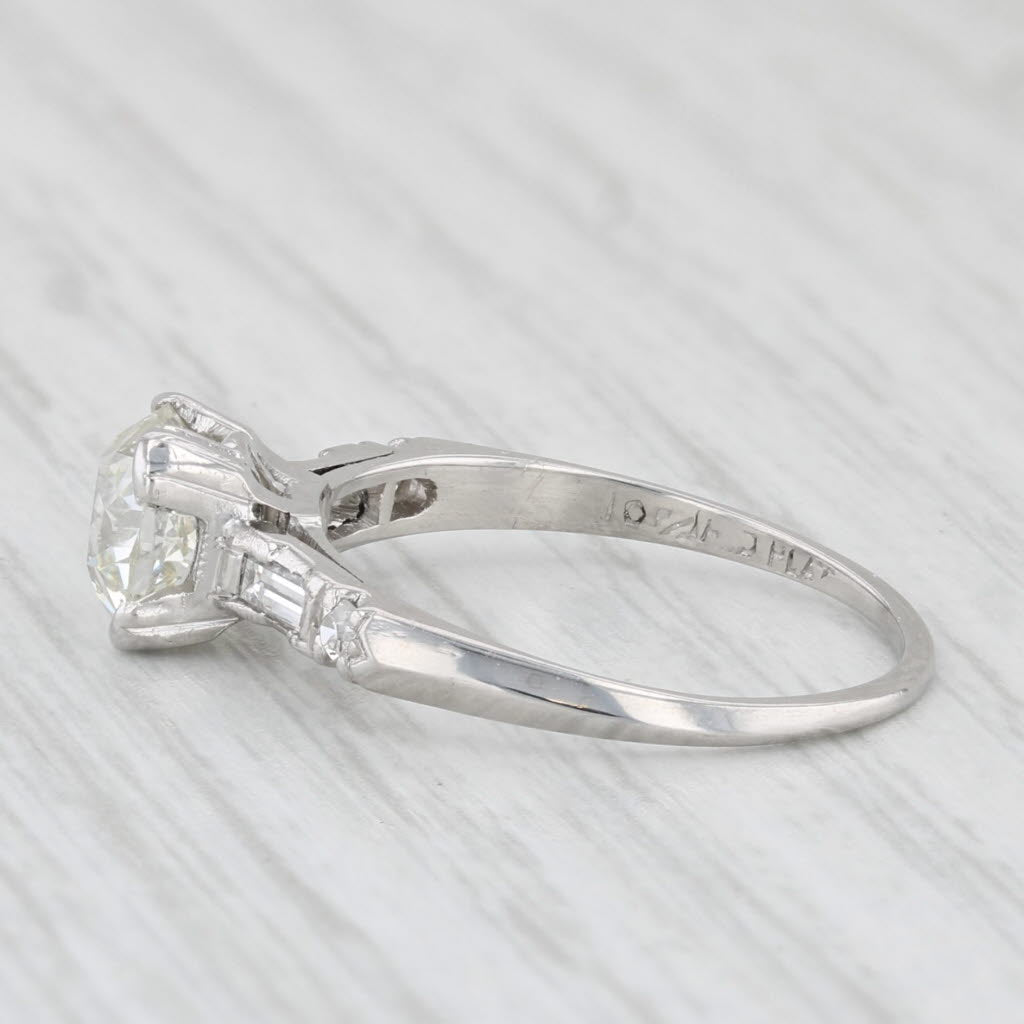 Light Gray Antique 1.16ctw Old Mine Cut Diamond Engagement Ring Platinum Size 5.75