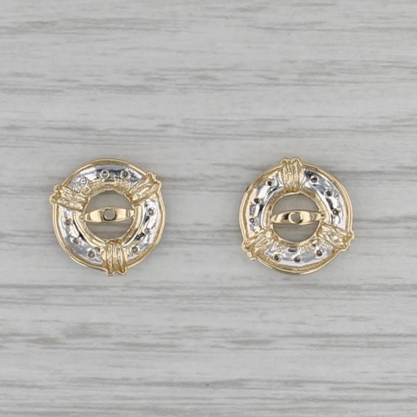 Diamond Circle Earring Jackets 14k Yellow White Gold For Stud Earrings