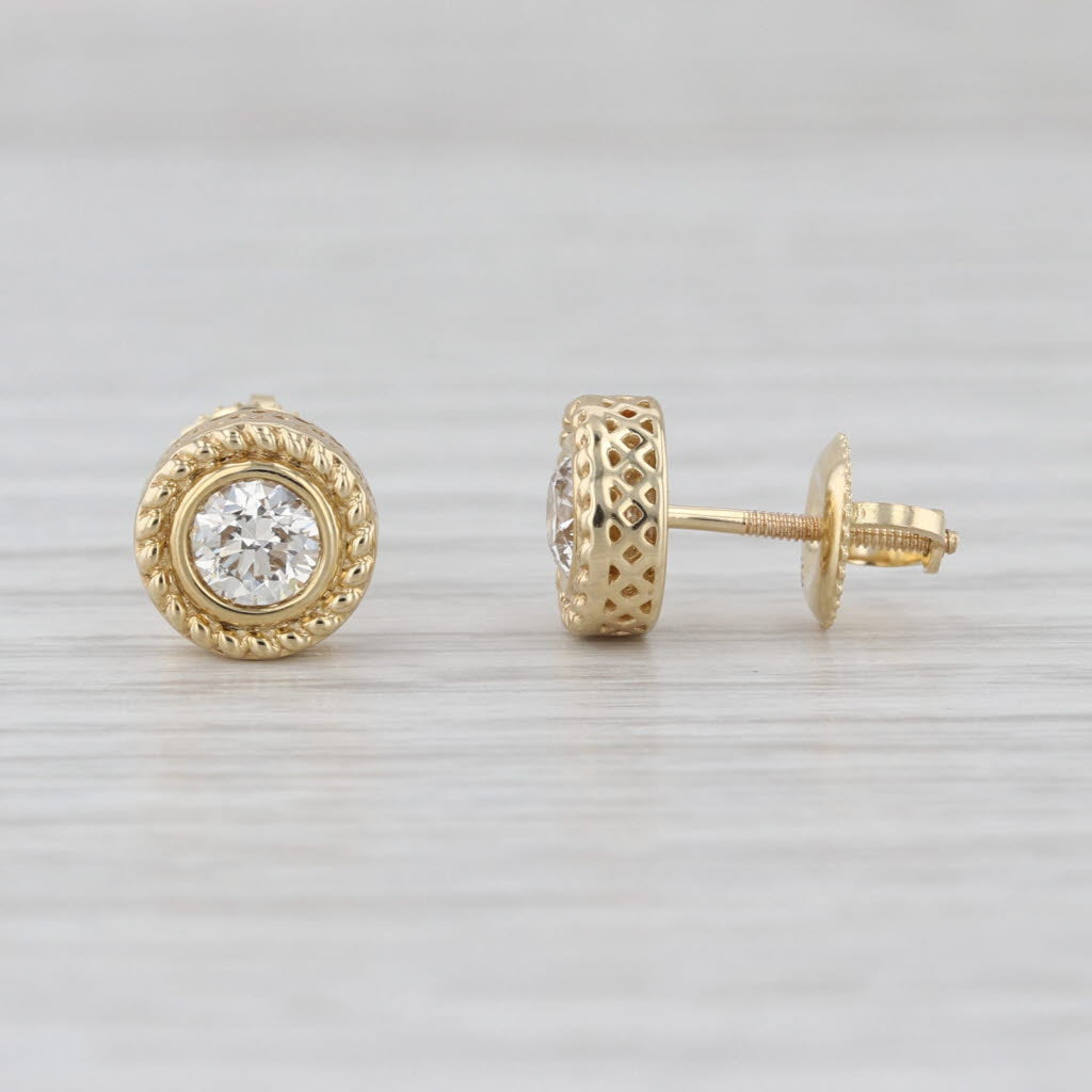 0.50ctw Diamond Solitaire Stud Earrings 10k Yellow Gold Screw Back Studs