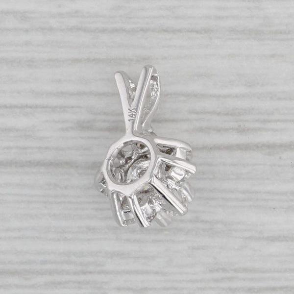 0.26ctw Diamond Flower Pendant 14k White Gold Small Drop