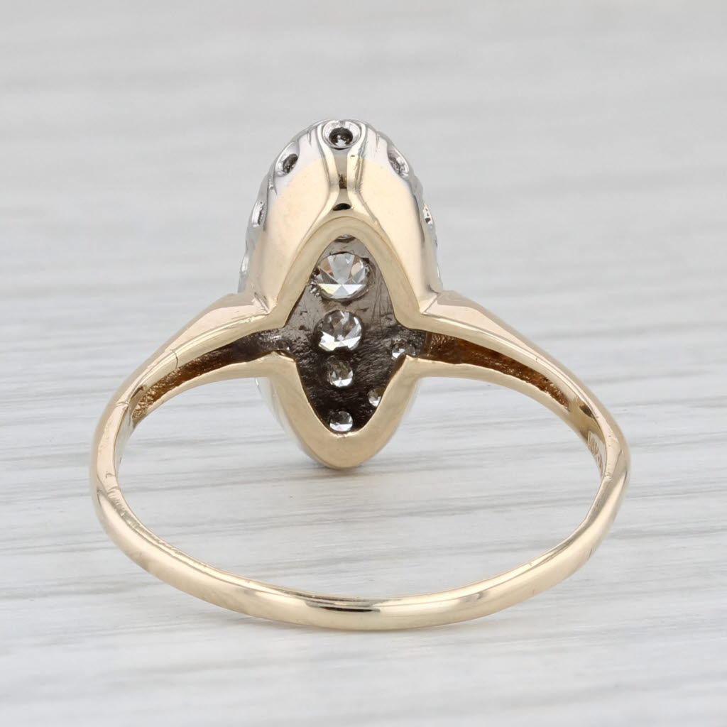 Light Gray 0.25ctw Diamond Ring 14k White Yellow Gold Vintage Size 9