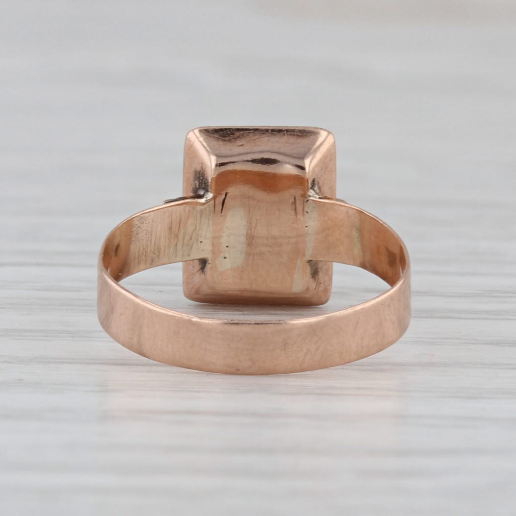 Victorian Carved Chalcedony Cameo Ring 9k Rose Gold Size 4.5 Antique