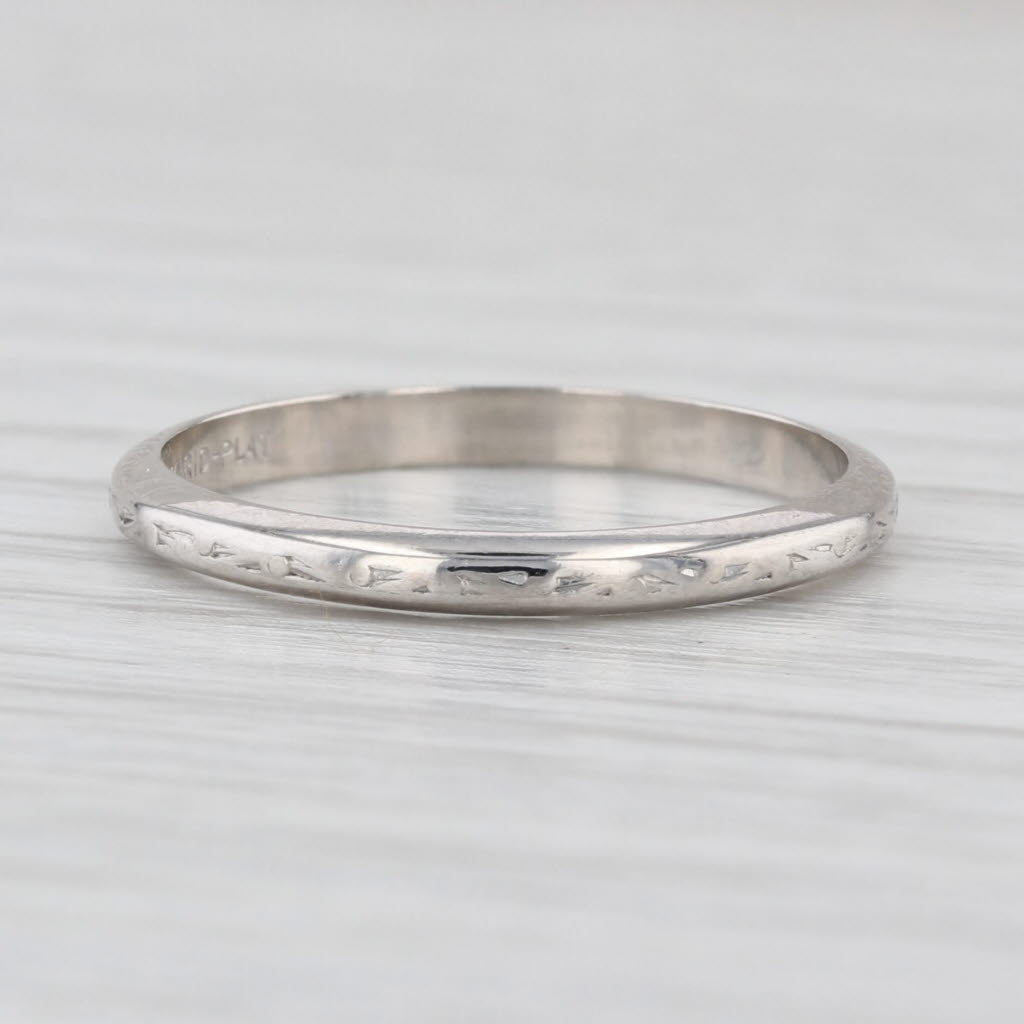 Antique Platinum Wedding Band Stackable Ring 2mm Size 5.75