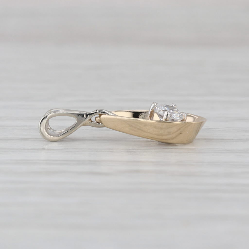 0.16ct Diamond Solitaire Teardrop Pendant 14k Yellow White Gold Small Drop