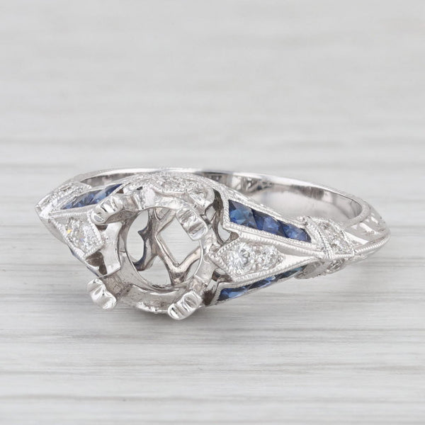 New Sapphire Diamond Semi Mount Engagement Ring 18k Gold Size 6.5 Beverley K