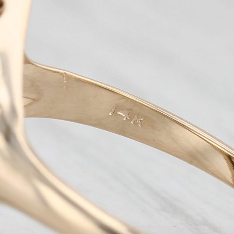 Marquise Onyx Diamond Signet Ring 14k Yellow Gold Size 8.5