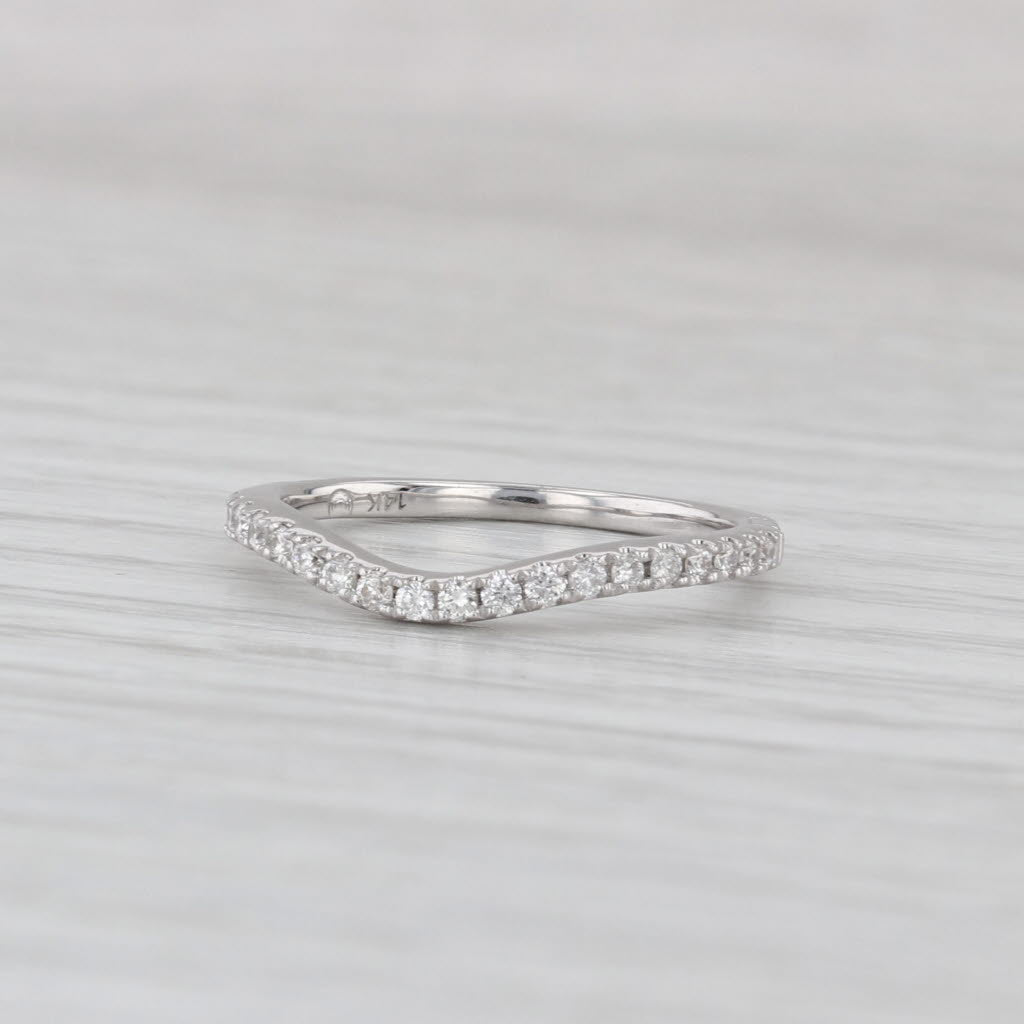 0.20ctw Diamond Contoured Ring 14k White Gold Wedding Band Size 5.5 Stackable