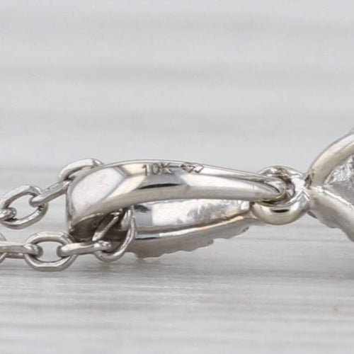 0.40ctw Diamond Halo Teardrop Pendant Necklace 10k White Gold 16-18" Cable Chain