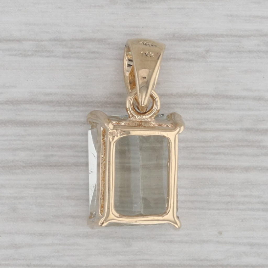 Gray 3.15ct Prasiolite Green Amethyst Rectangle Solitaire Pendant 14k Yellow Gold