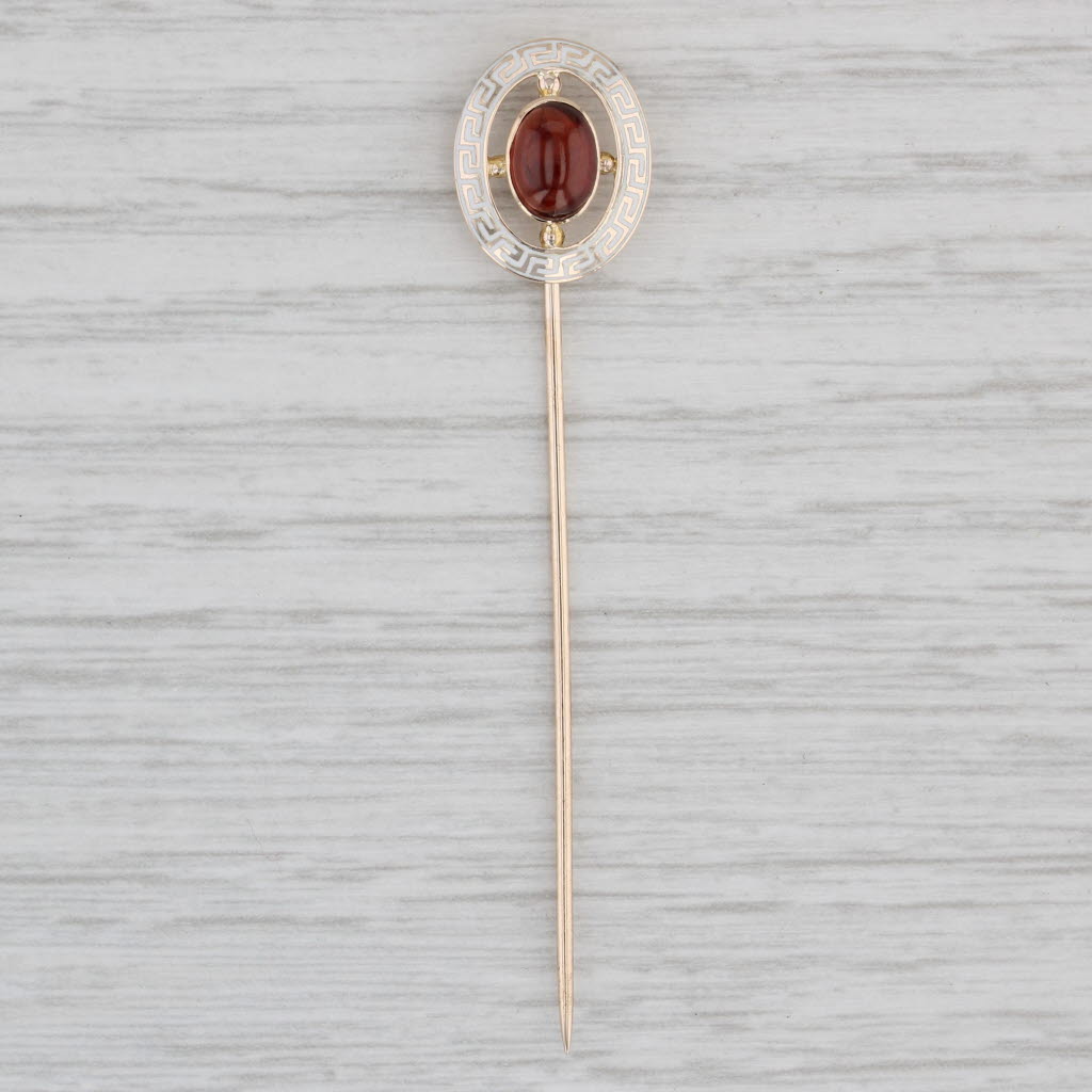 Gray Vintage 1.06ct Garnet Greek Key Stickpin 10k Yellow Gold