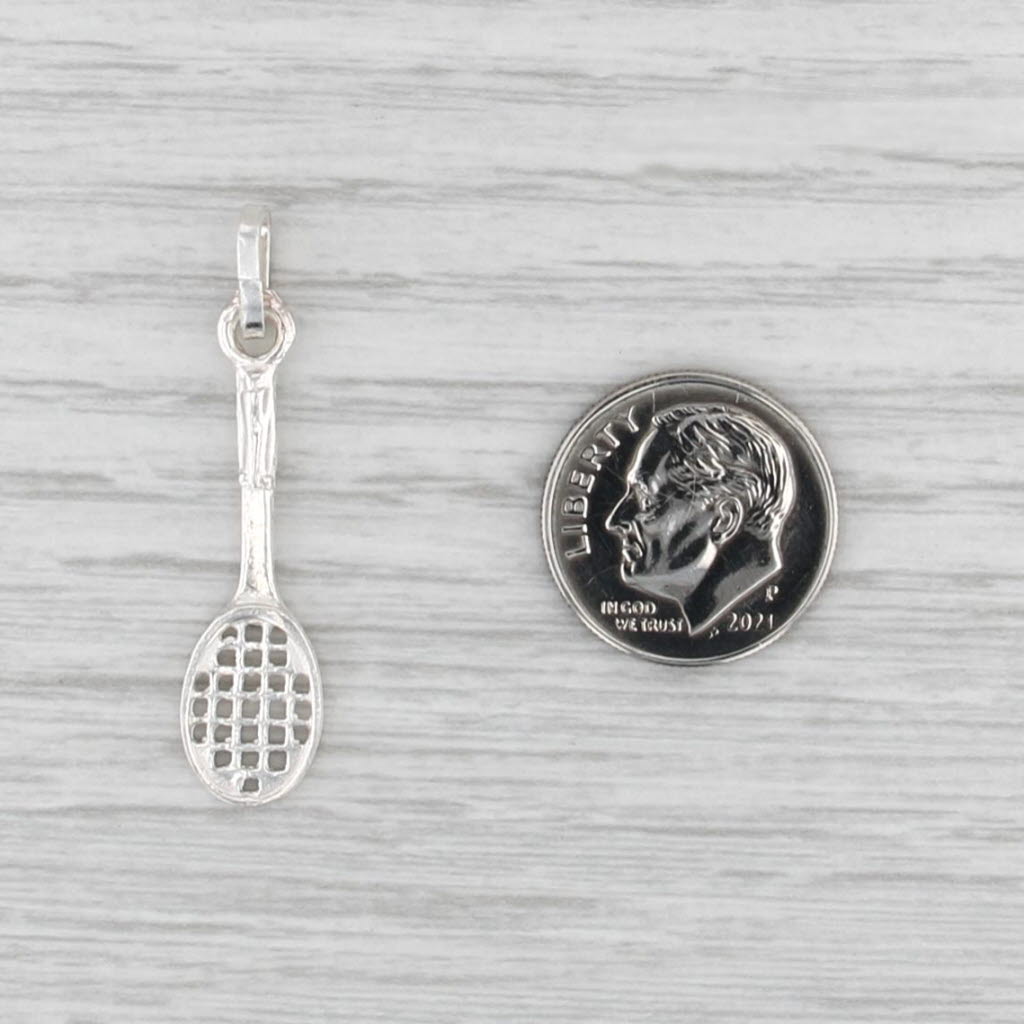 Sterling Silver Tennis Racket Racquet Charm Pendant