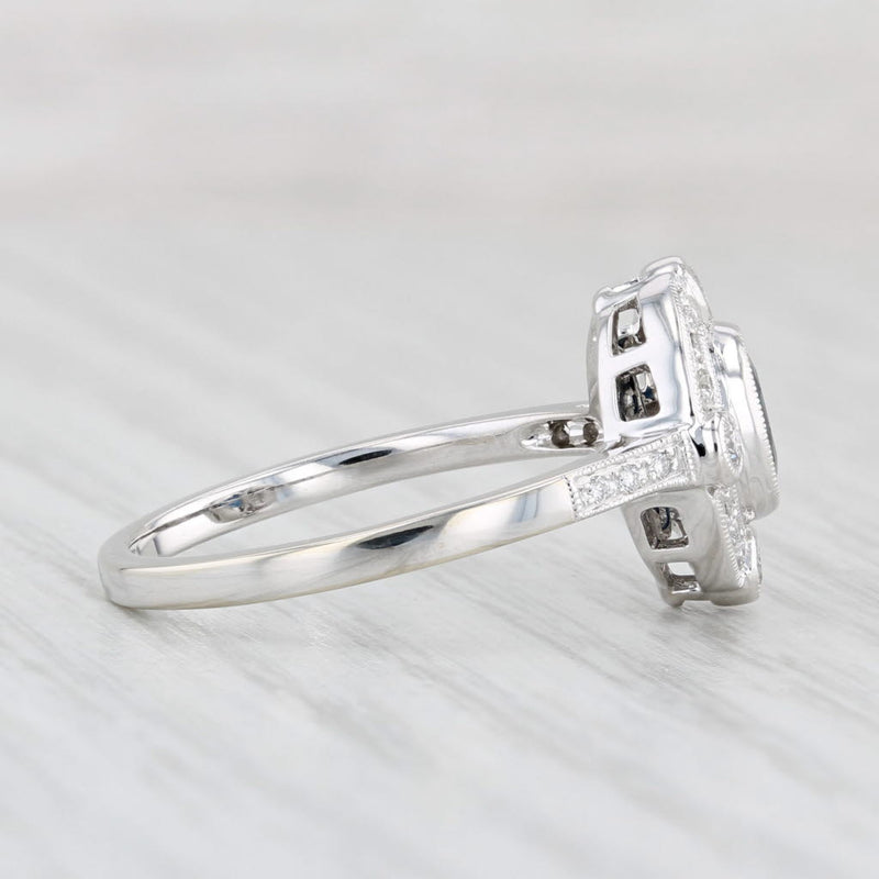 Light Gray New Beverley K 0.95ctw Sapphire Diamond Halo Ring 14k Gold Size 7.25 Engagement