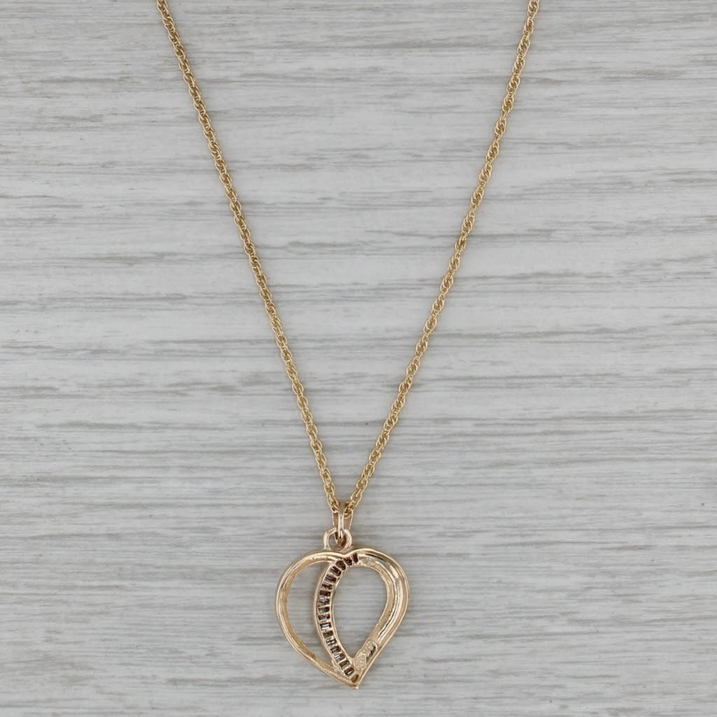 0.30ctw Diamond Heart Pendant Necklace 14k Yellow Gold 20.25" Rope Chain