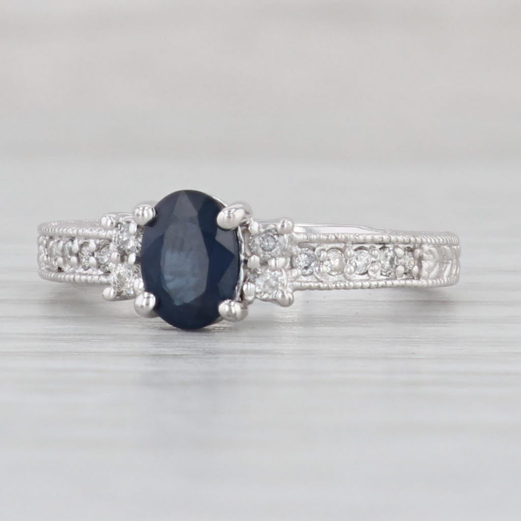 Light Gray 1ctw Oval Sapphire Diamond Ring 14k White Gold Size 6.5-6.75 Engagement