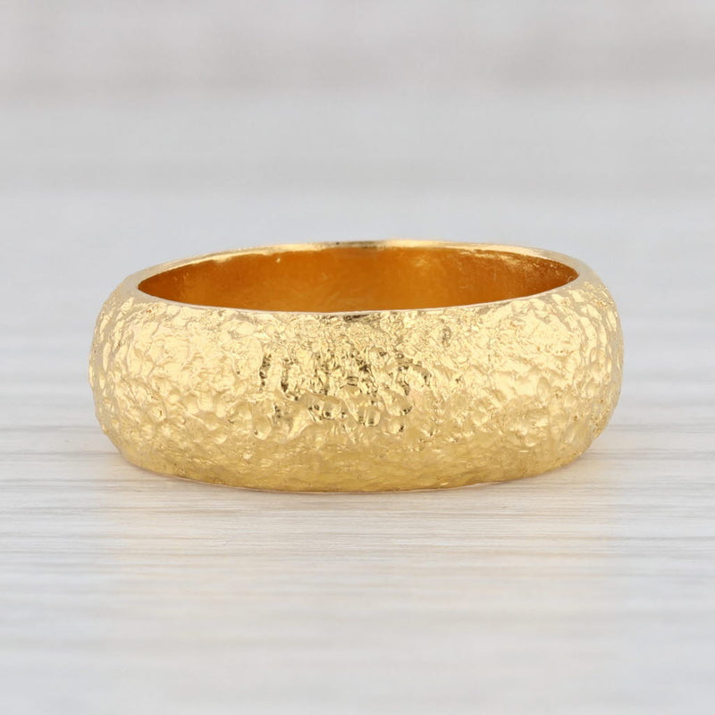 Light Gray Custom Textured Band 9999 Fine Yellow Gold Size 8.5 Stackable Wedding Ring