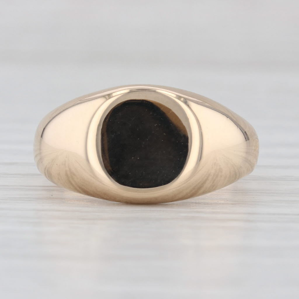 Vintage Engravable Oval Signet Ring 14k Yellow Gold Size 7.5