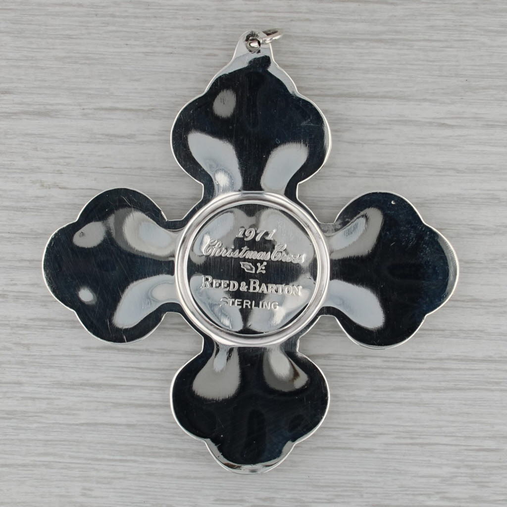 1971 Reed & Barton Christmas Cross Ornament Sterling Silver Holiday Collectible