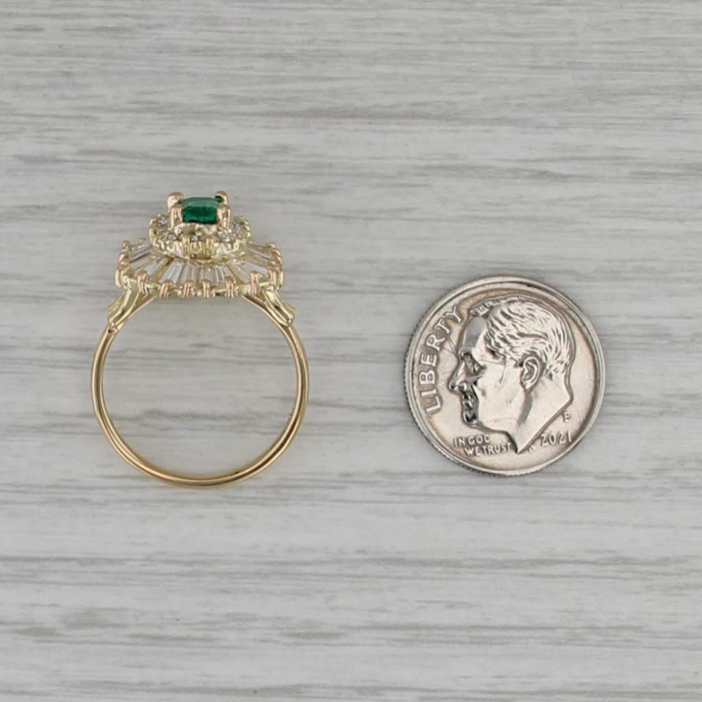 2ctw Emerald Diamond Halo Ring 18k Yellow Gold Size 6.5 Engagement