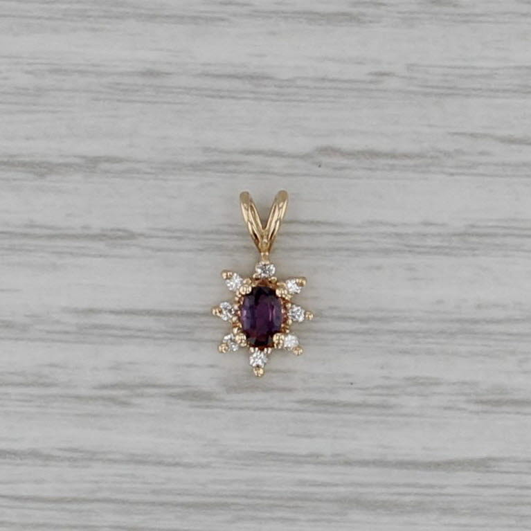 0.40ctw Ruby Diamond Halo Pendant 14k Yellow Gold Small Drop