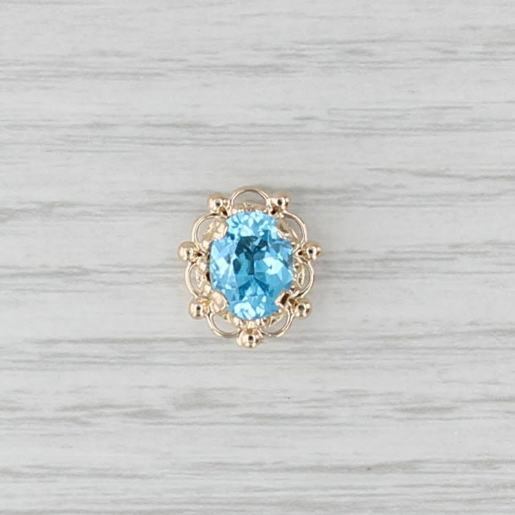2.50ct Blue Topaz Slide Bracelet Charm 14k Yellow Gold Vintage Richard Glatter