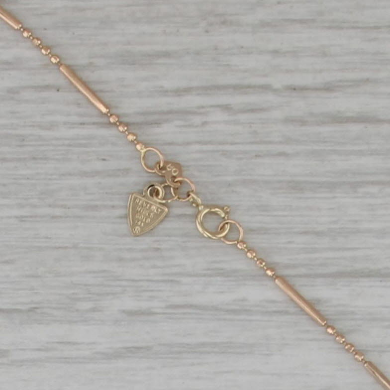 Bar Bead Chain Necklace 14k Rose Gold 16" 1.1mm Beverly Hills Gold
