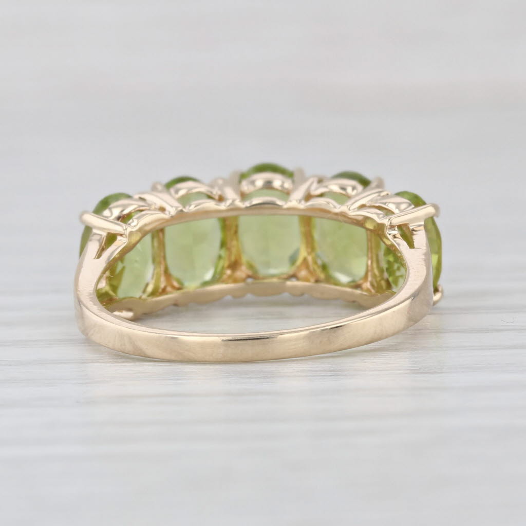 4ctw Peridot 5-Stone Ring 10k Yellow Gold Size 7 Tiered
