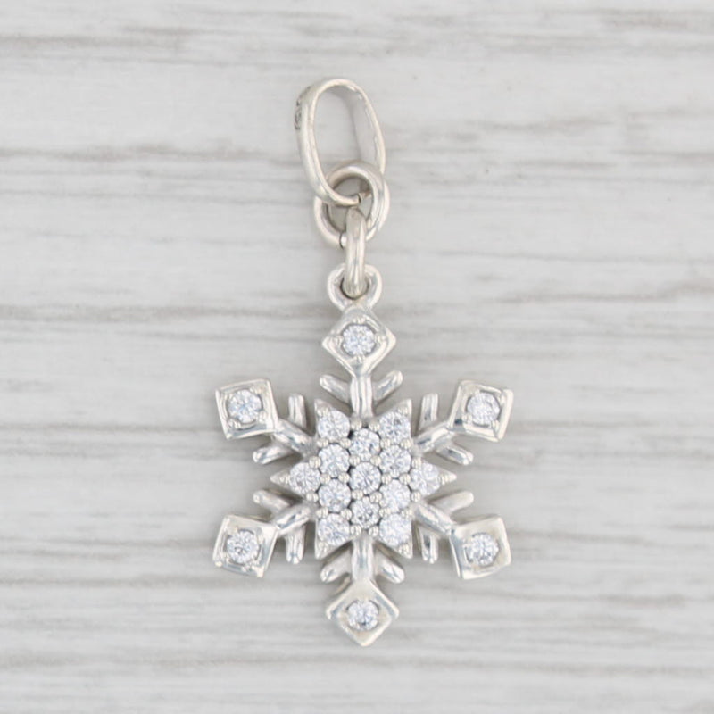 Light Gray Cubic Zirconia Snowflake Pendant Sterling Silver Holiday Jewelry Charm