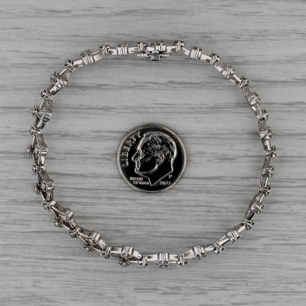 1.70ctw Diamond Lattice Bracelet 14k White Gold 6.75" 10.5mm