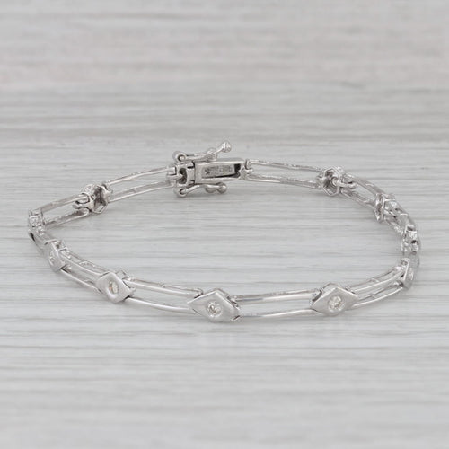 Gray 0.20ctw Diamond Tennis Bracelet 18k White Gold 6" 4mm