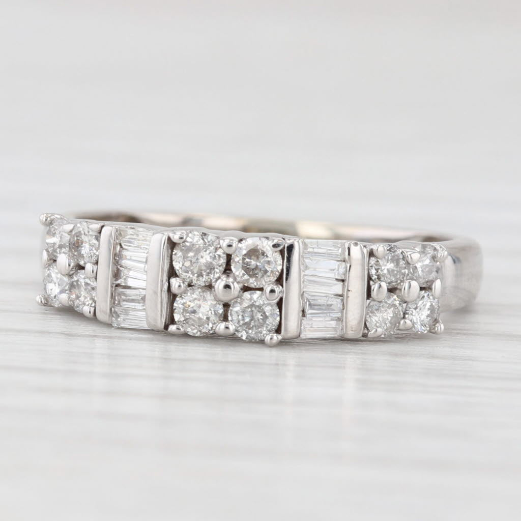 0.38ctw Diamond Wedding Band 14k White Gold Size 5.5 Stackable Anniversary Ring