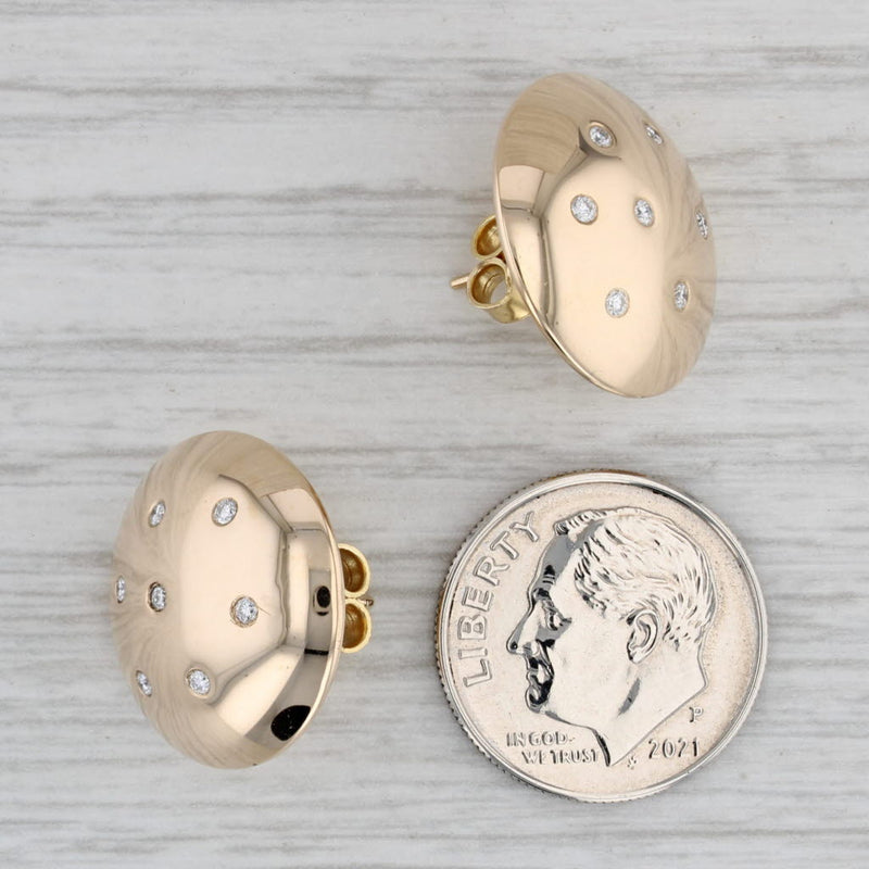 Gray 0.15ctw Diamond Dot Button Stud Earrings 14k Yellow Gold