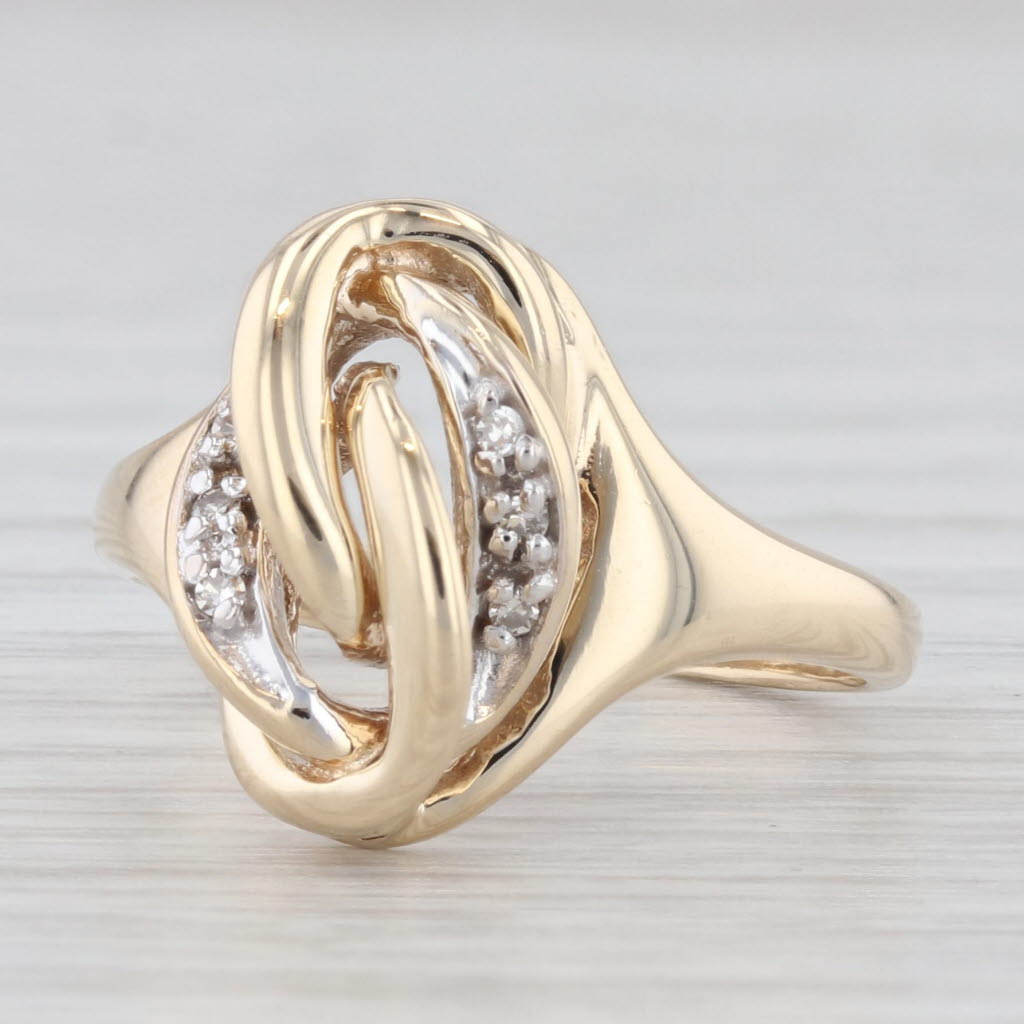 Light Gray Diamond Accented Knot Ring 10k Yellow Gold Size 5.75