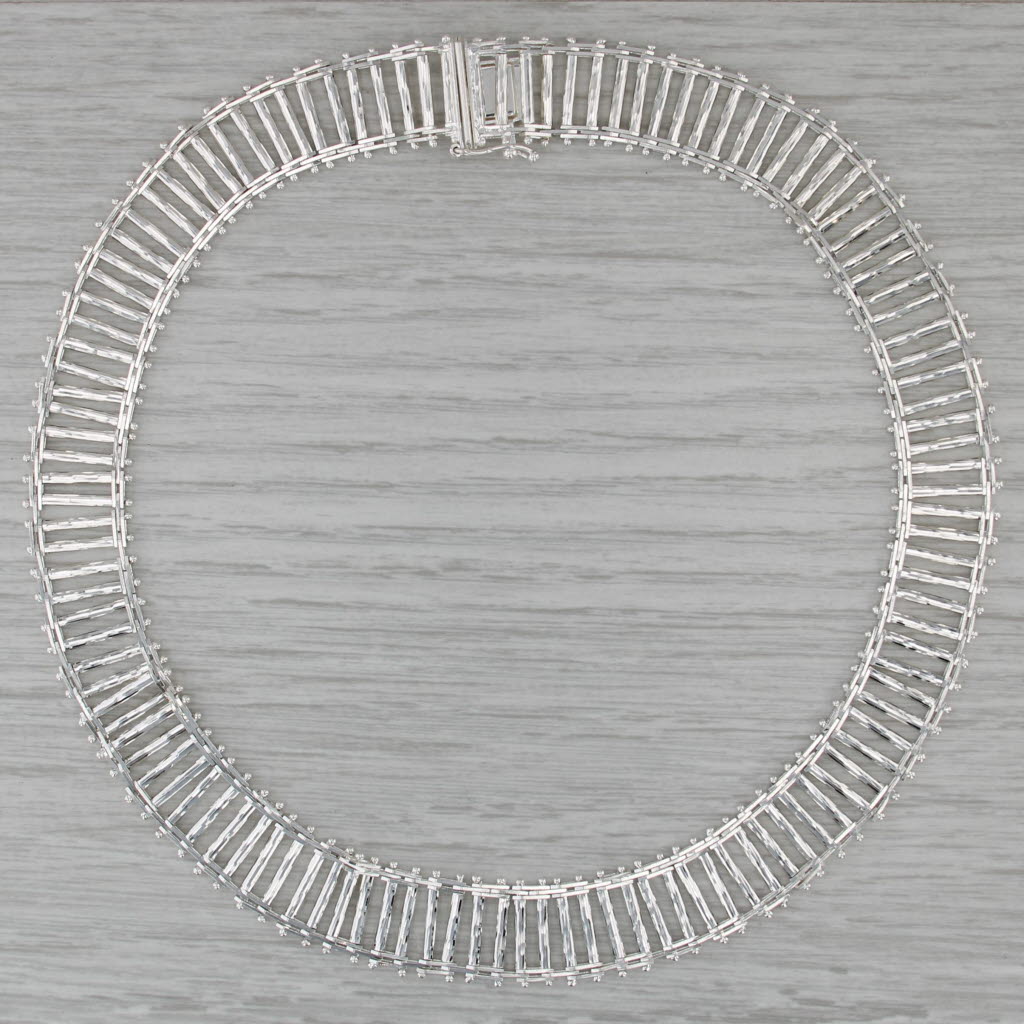 Milor Italy Bar Link Statement Necklace Sterling Silver 17" 16mm