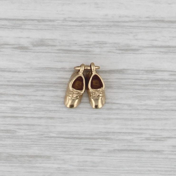 Vintage Baby Booties Shoes Charm 14k Yellow Gold New Mom Keepsake Pendant