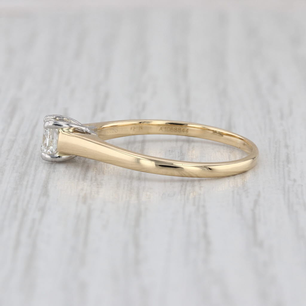 0.52ct Diamond Solitaire Engagement Ring 18k Yellow White Gold Size 10.25