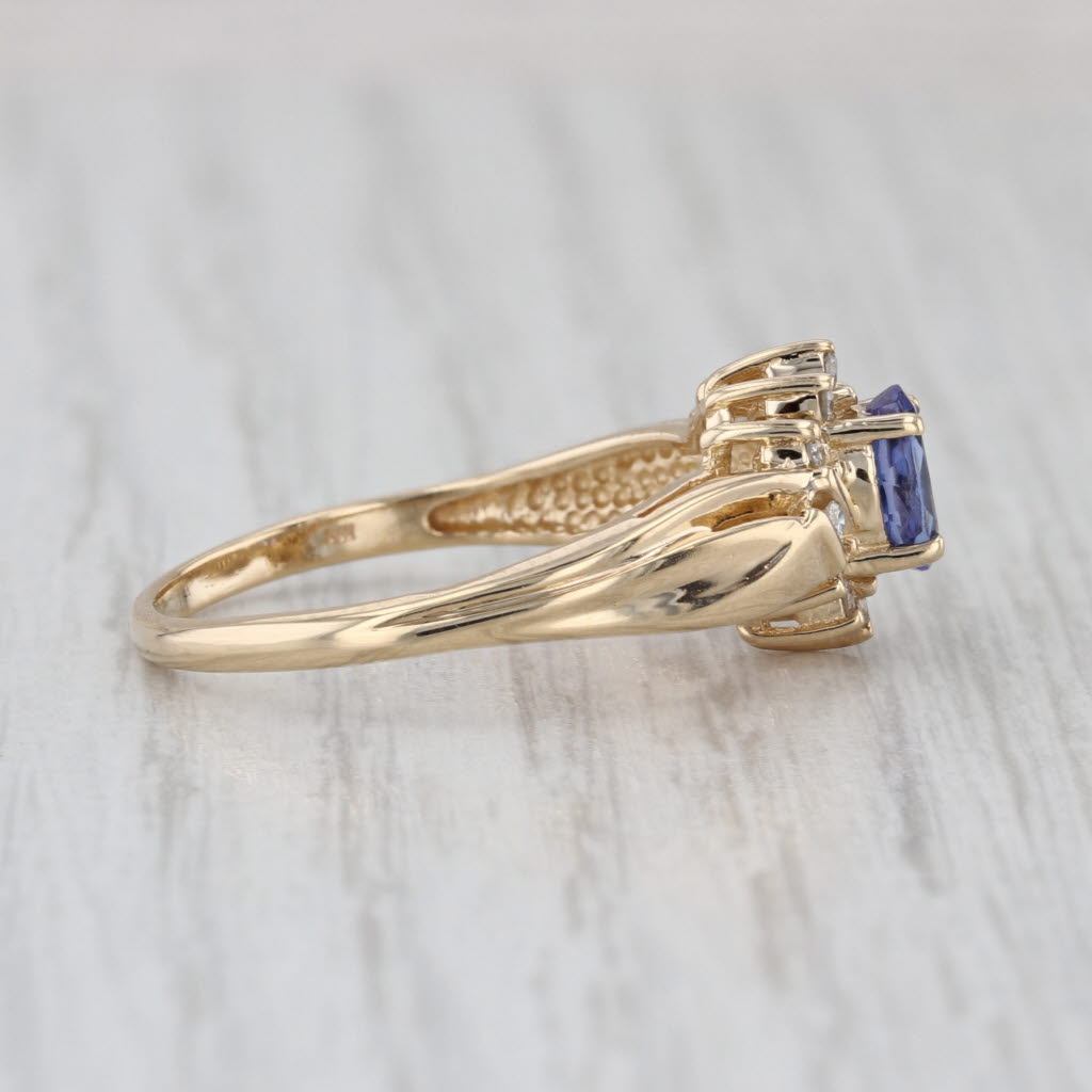 0.64ctw Pear Tanzanite Diamond Halo Ring 14k White Gold Enagement Size 8.5