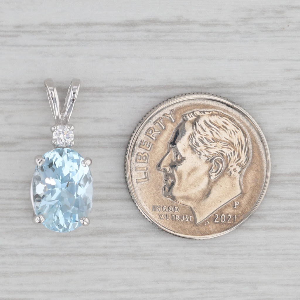 Gray 2.90ctw Blue Topaz Cubic Zirconia Pendant 14k White Gold Small Drop