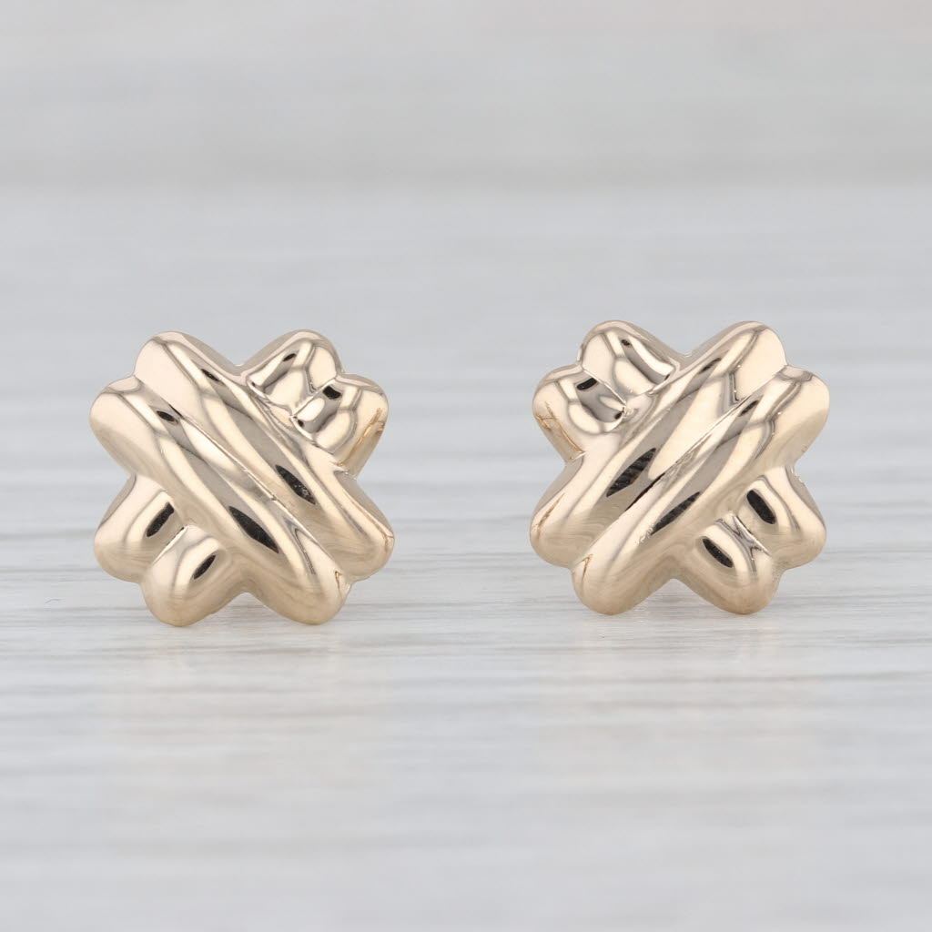 X Cross Over Stud Earrings 10k Yellow Gold Studs