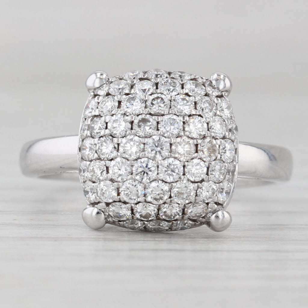 Light Gray 1ctw Diamond Cluster Ring 14k White Gold Size 7.5 VS2