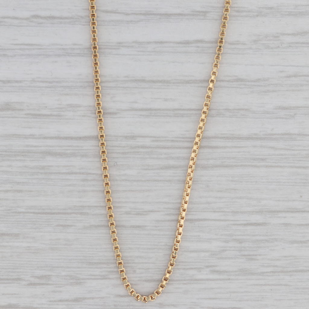 Gray Short 15" 1.3mm Box Chain Necklace 18k Yellow Gold