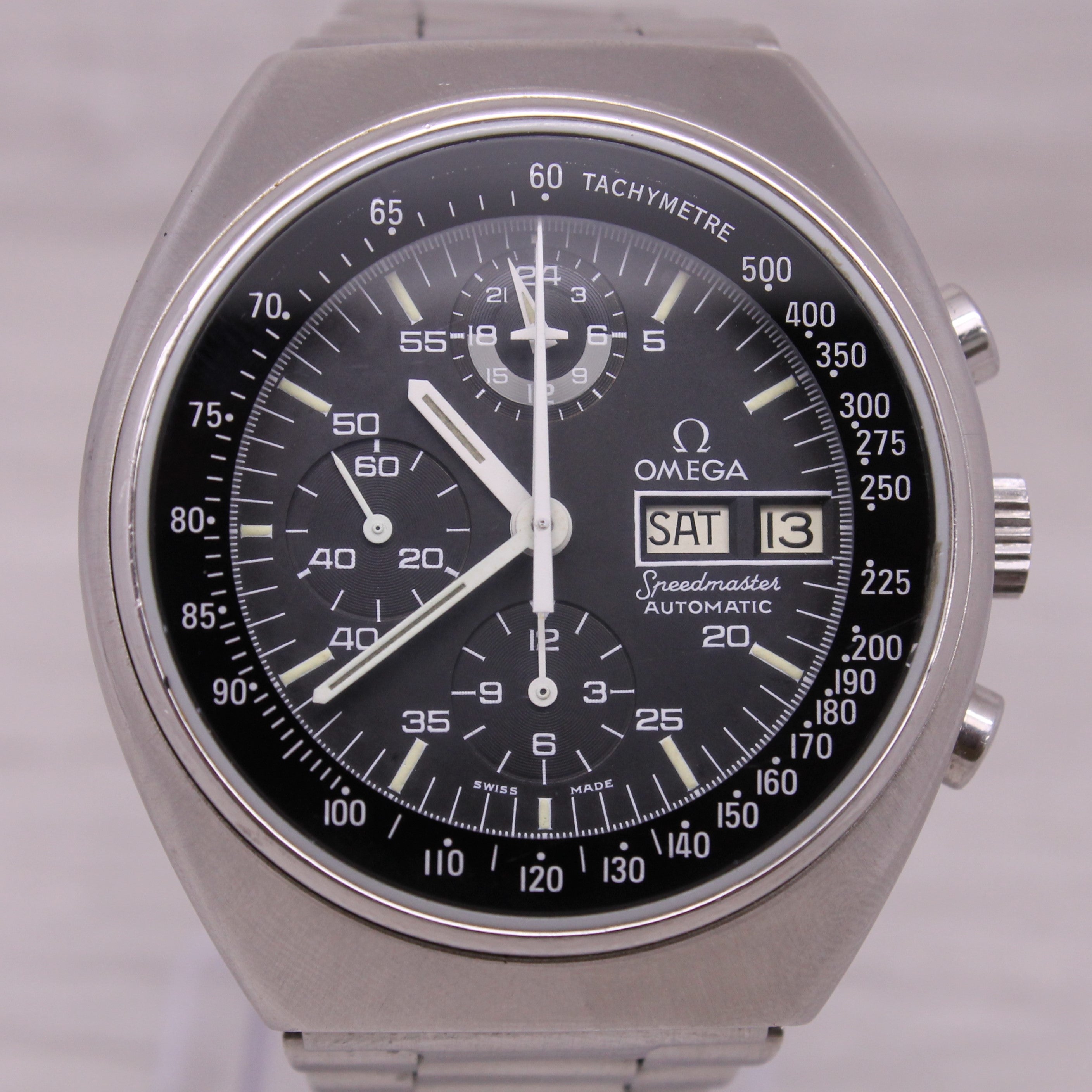 Dark Gray Vintage Omega Speedmaster Mark 4.5 Steel Automatic Chronograph Watch NEED TLC