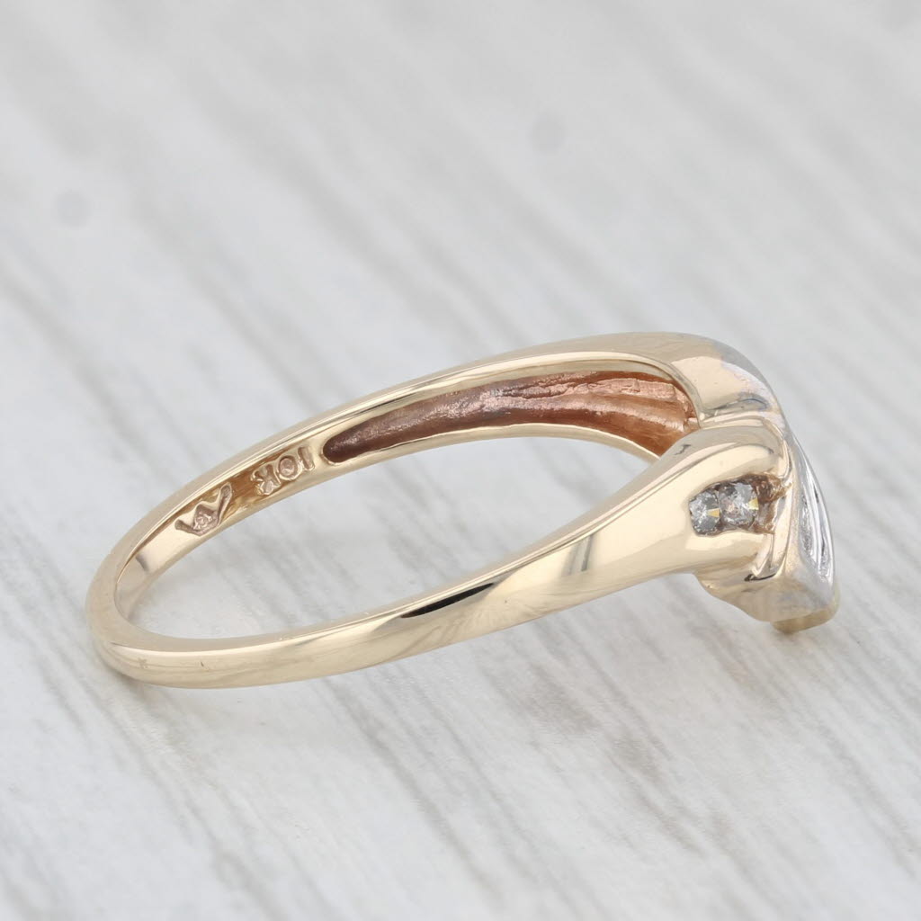 Light Gray 0.14ctw Diamond Ring 10k Yellow White Gold Size 6 Contoured Guard